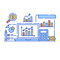 
Analytics application in flat design illustration, editable vector 

