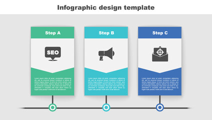 Set SEO optimization, Megaphone and Mail and e-mail. Business infographic template. Vector