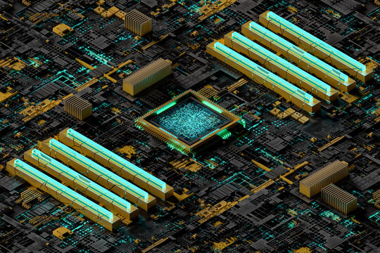 Detail of industrial computer cpu.