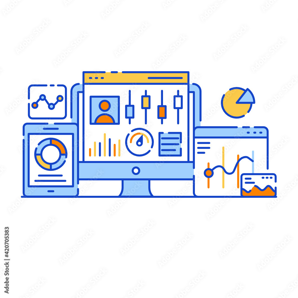 Canvas Prints admin dashboard flat illustration, editable vector