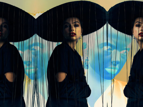 woman retro style collage art