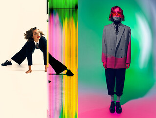 woman retro style collage art