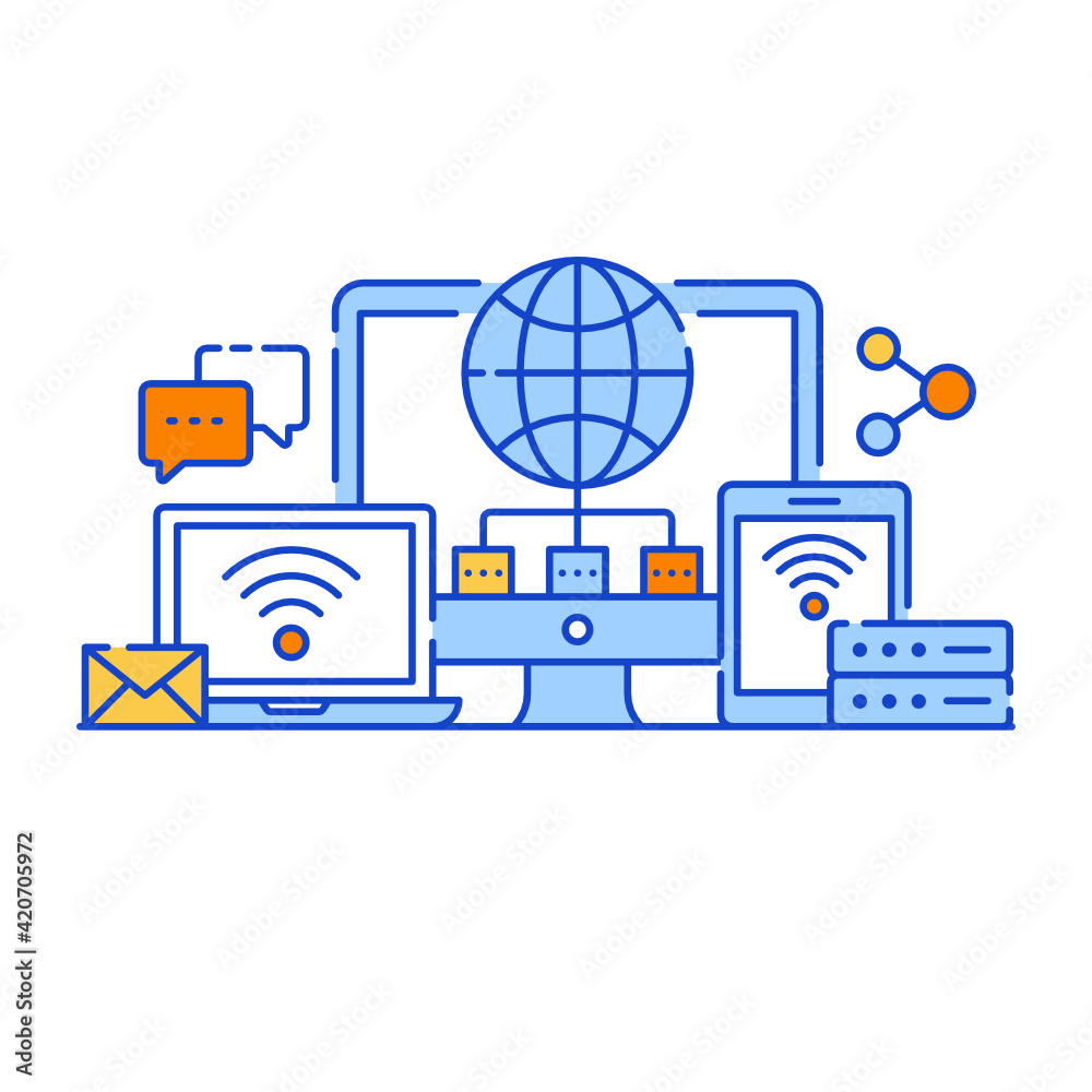 Canvas Prints flat illustration design of cloud data center