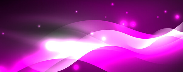 Shiny glowing neon wave, light lines abstract background. Magic energy and motion concept. Vector wallpaper template