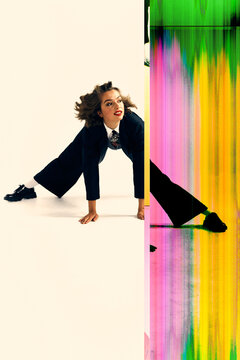 woman retro style collage art