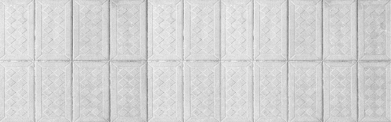 Panorama of White ceramic floor tile with pattern and background seamless