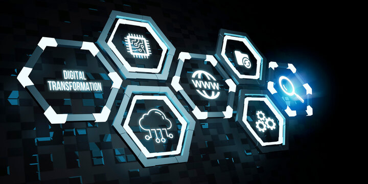 Internet, business, Technology and network concept.Concept of digitization of business processes and modern technology. Digital transformation