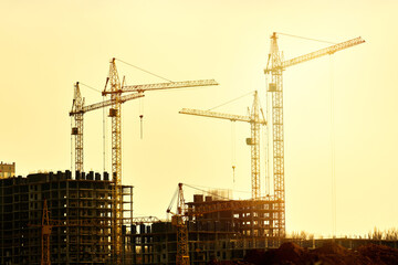 Fototapeta na wymiar Construction of new residential high-rise buildings.