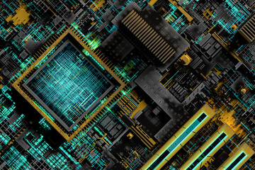 Detail of industrial computer cpu.