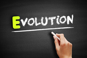 Evolution text on blackboard, concept background