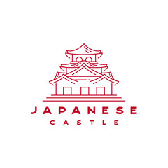 Japanese Castle Outline Line Monoline Logo Design