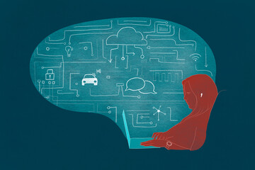 Businesswoman organizing Internet of things