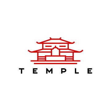 Vintage Retro Temple Logo Design Illustration Template