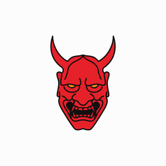 Japanese Demon Oni Mask Logo Design