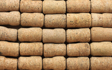 Abstract background of old wine corks, new wine corks, wine corks from sparkling and other wine corks