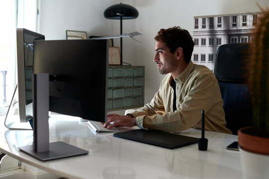 Designer working after hours in an office