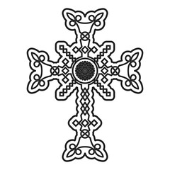 Fototapeta premium vector icon with ancient Armenian symbol Khachkar. Armenian cross stone for your project