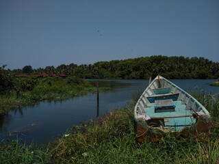 Broken boat on the river, Thiruvananthapuram Kerala