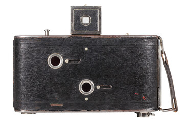 Old photo camera on a white background.