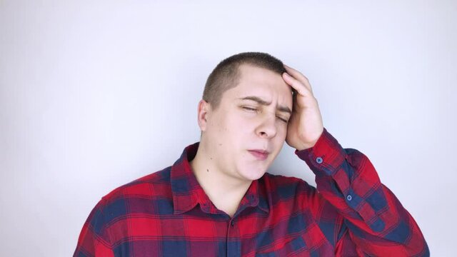 Man loses consciousness and falls down due to dizziness and disturbance of the vestibular apparatus. Time-lapse shot of a fainting man. Concept of helping people suffering from migraines and dizziness