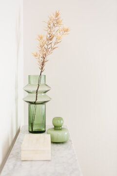 Green vases and trinket box