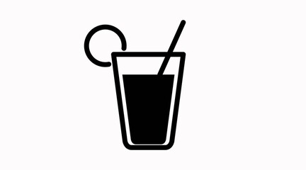 Drink Icon. Vector isolated illustration of a glass with liquid and a straw