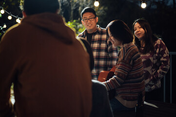 Group of friends having party