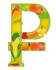 Decorative sign rouble from fruit and vegetables
