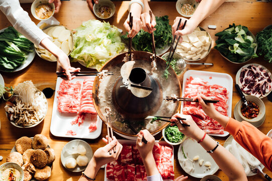 Eating Chinese hot pot