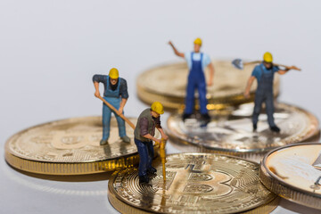 miners working at crypto currency detail