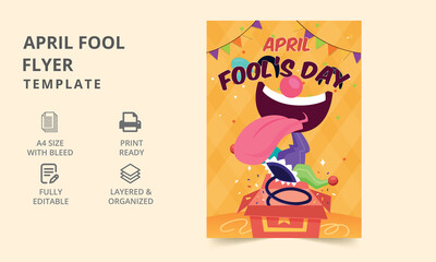 April Fool's Day pop art comic flyer template. funny Vector postcard. For posters, flyers, social media. April Fool's Day.