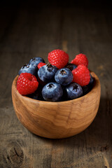Raspberries and blueberries