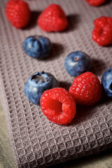 Raspberries and blueberries