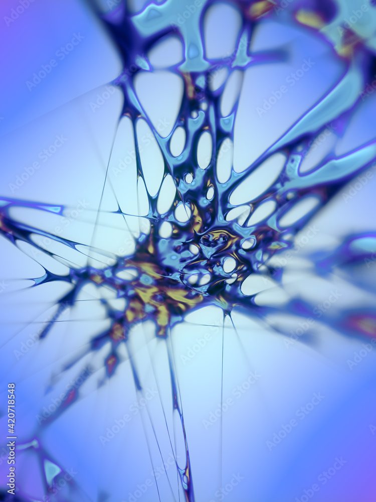 Leinwandbilder iridescent fluid metal organic shape digital illustration with a depth of field. 3d rendering abstra