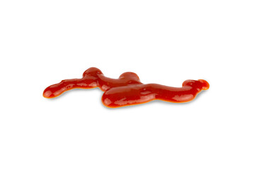 Spilled tomato ketchup. Isolated on a white background.