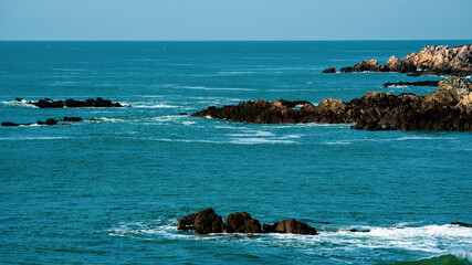 Fototapeta na wymiar .Sea landscape, rocky ocean coast, selective focus.