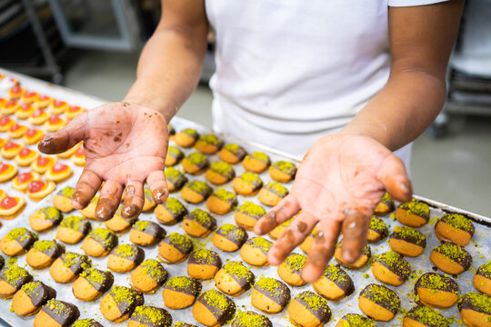Hands Dirty Of Chocolate.