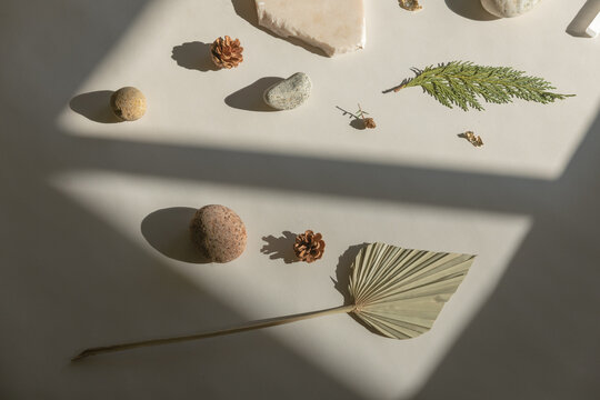 Flat lay of winter holiday objects