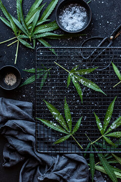 Cooking with cannabis leaves