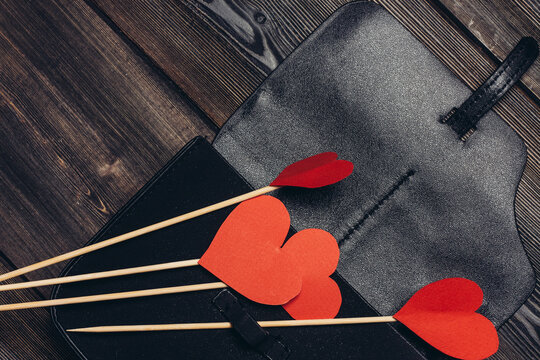 leather card holder heart decoration ornament desktop valentines day