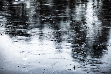 
frozen lake water in winter