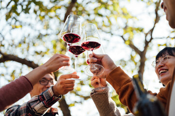 Group of friends having party