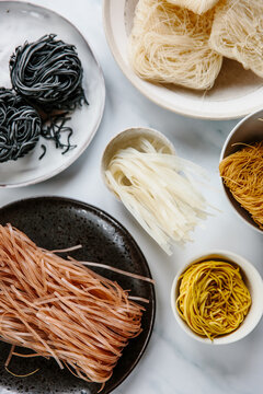 A variety of dried noodles