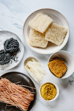 A variety of dried noodles