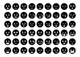 顔の表情イラストアイコンセット（黒）