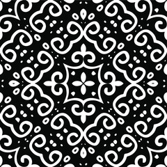Geometric vector pattern with triangular elements. Seamless abstract ornament for wallpapers and backgrounds. Black and white patterns.