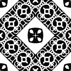 Geometric vector pattern with triangular elements. Seamless abstract ornament for wallpapers and backgrounds. Black and white patterns.