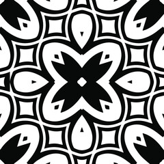 Geometric vector pattern with triangular elements. Seamless abstract ornament for wallpapers and backgrounds. Black and white patterns.
