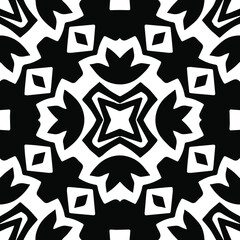 Geometric vector pattern with triangular elements. Seamless abstract ornament for wallpapers and backgrounds. Black and white patterns.
