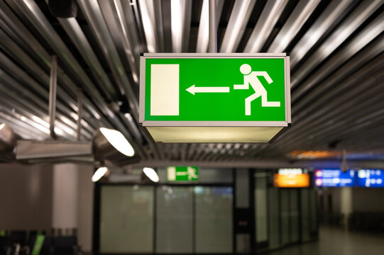 Exit sign inside modern building